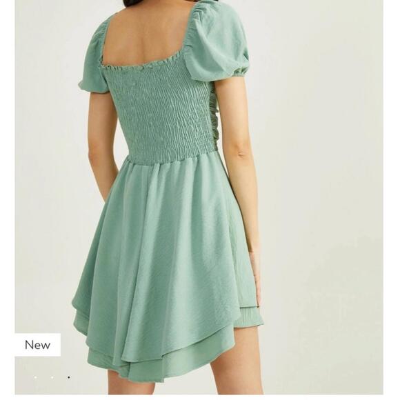 Altar’d State ‘Edwina’ Puff Sleeve Sage Green Ruffle Mini Dress- Size Small - Picture 2 of 5